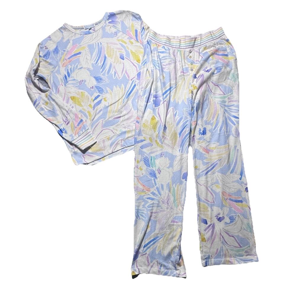 PJ Salvage Womens Pastels Print Two-Piece Pajamas Womens S Soft
